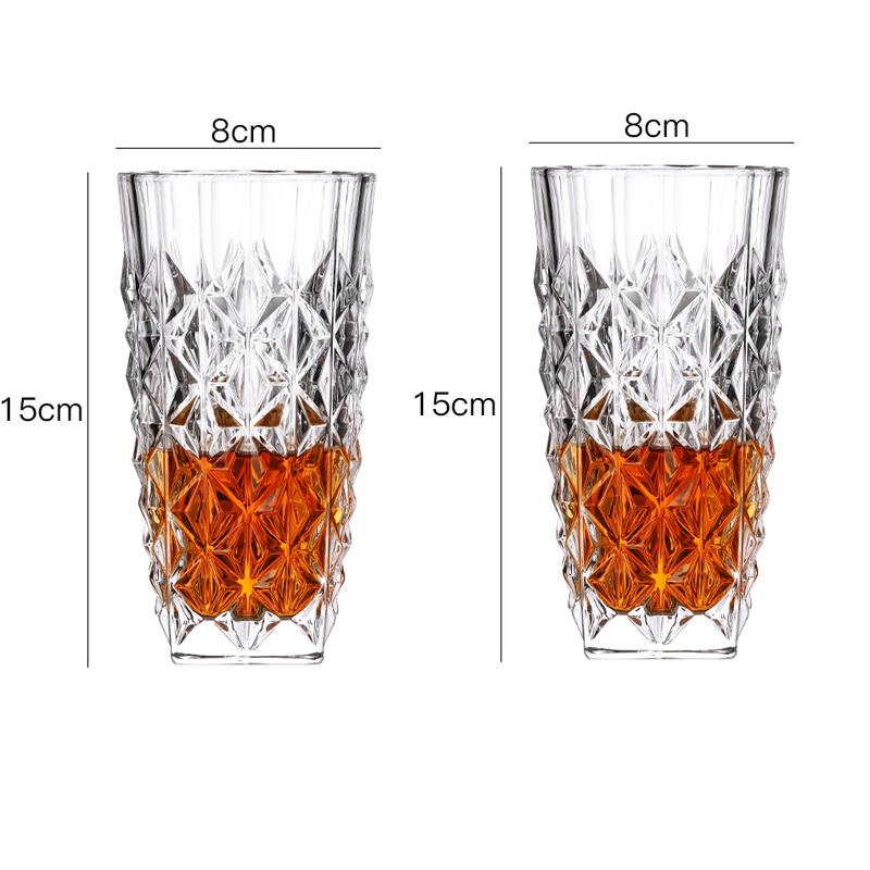 330ml/380ml Diamond Carved Wine Glass Luxury Cocktail Whiskey Glasses 2pcs Elegant Transparent Cold Drink Cup Exquisite Gifts