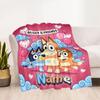 Bluey Family Adventure Customize Text Blanket Throw Customizable Blanket Soft Warm Cozy for Bed Office Bedding Seaside Ideal for All Seasons
