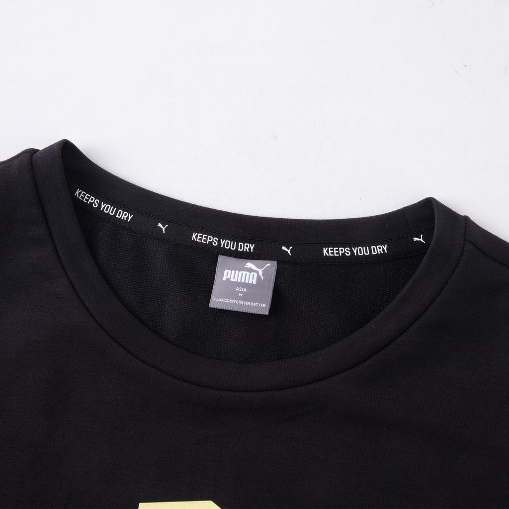 Puma Modern Sports Sweat Tee Breathable Letter Print Logo Color Block Round Neck Pullover Short Sleeve T-Shirt Women Tops Black 588727-01
