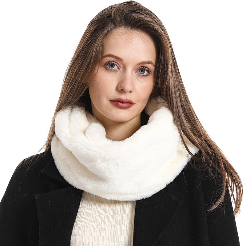 Fashion Fur Neck Warm Scarf  Winter Unisex Doutdoor Hiking Thick Solid Plush Ring Scarves Kids Women Cycling Snood Collar