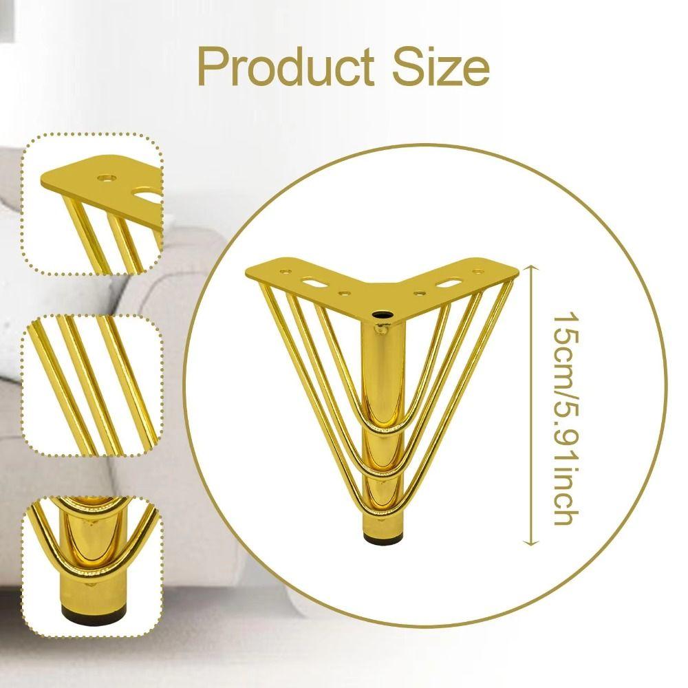 Golden Color Metal Furniture Feet 15cm Height Triangular Metal Legs  Home DIY