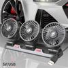 Automobilový ventilátor 360° nastavitelný 3hlavový ventilátor USB/12V/24V automobilový elektrický chladicí ventilátor 2 rychlosti tichý ventilátor do auta příslušenství do auta