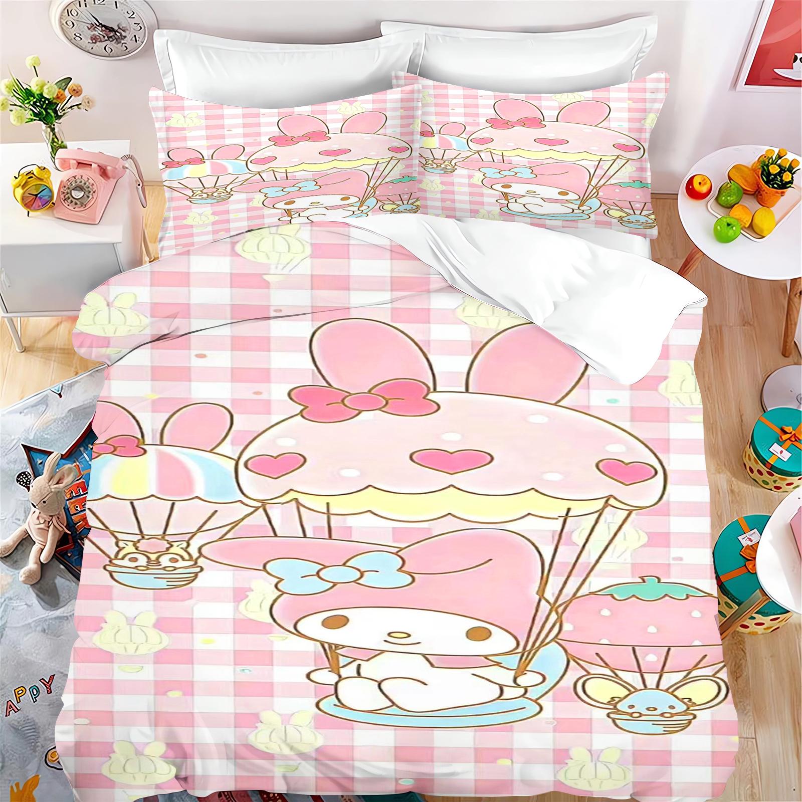 

Cartoon Quilt Cover My Melody for Kids Girls Double Duvet 3Pcs Printing Home Bedding Custom Made Set King Size 135x200cm