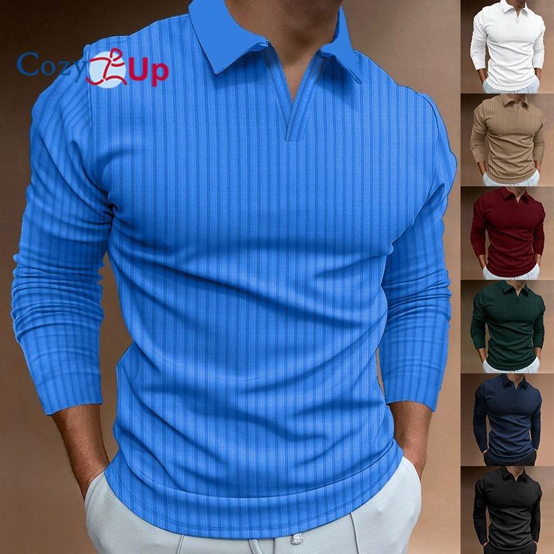 Polo da uomo a maniche lunghe in maglia Cozy Up, polo estivo vintage con bottoni