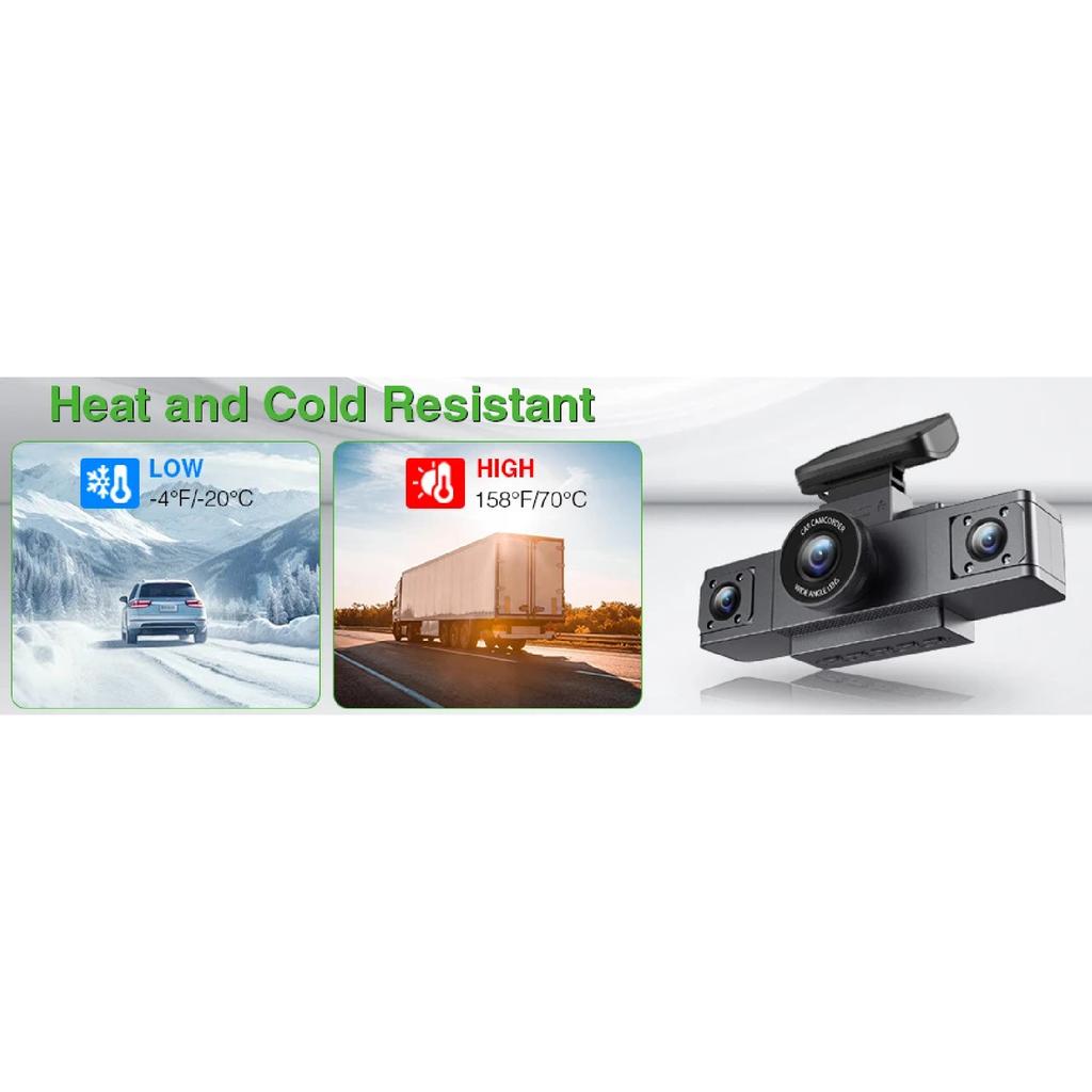 3 Channel Dash Cam Video Recorder Three Lens Car Camera with Rear View DVR 24H Parking Monitor Black Box Car Accessories
