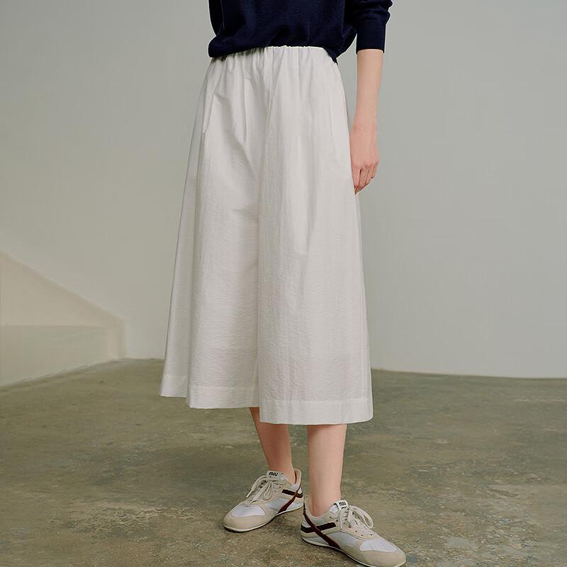 Chuyu Women's High-Waist Cotton Blend Wide-Leg Cropped Pants