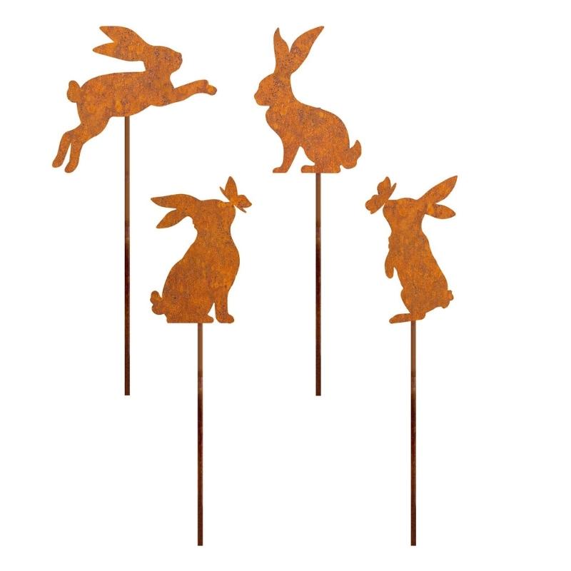 Decorațiuni Metalice de Curte cu Animale Artă de Grădină Animale Ruginite pentru Decorațiuni Exterioare Țăruș Decorativ de Exterior Accesoriu pentru Gazon