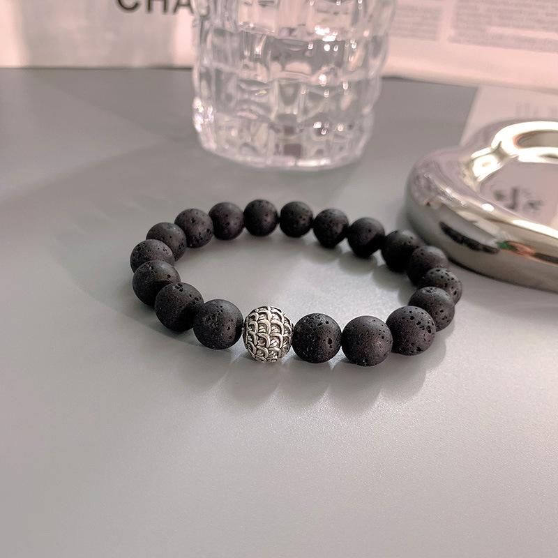 JYL TS Bracelet  Silver Obsidian Double-layer Style Brings Double Protection Volcanic reverse scale суматоха