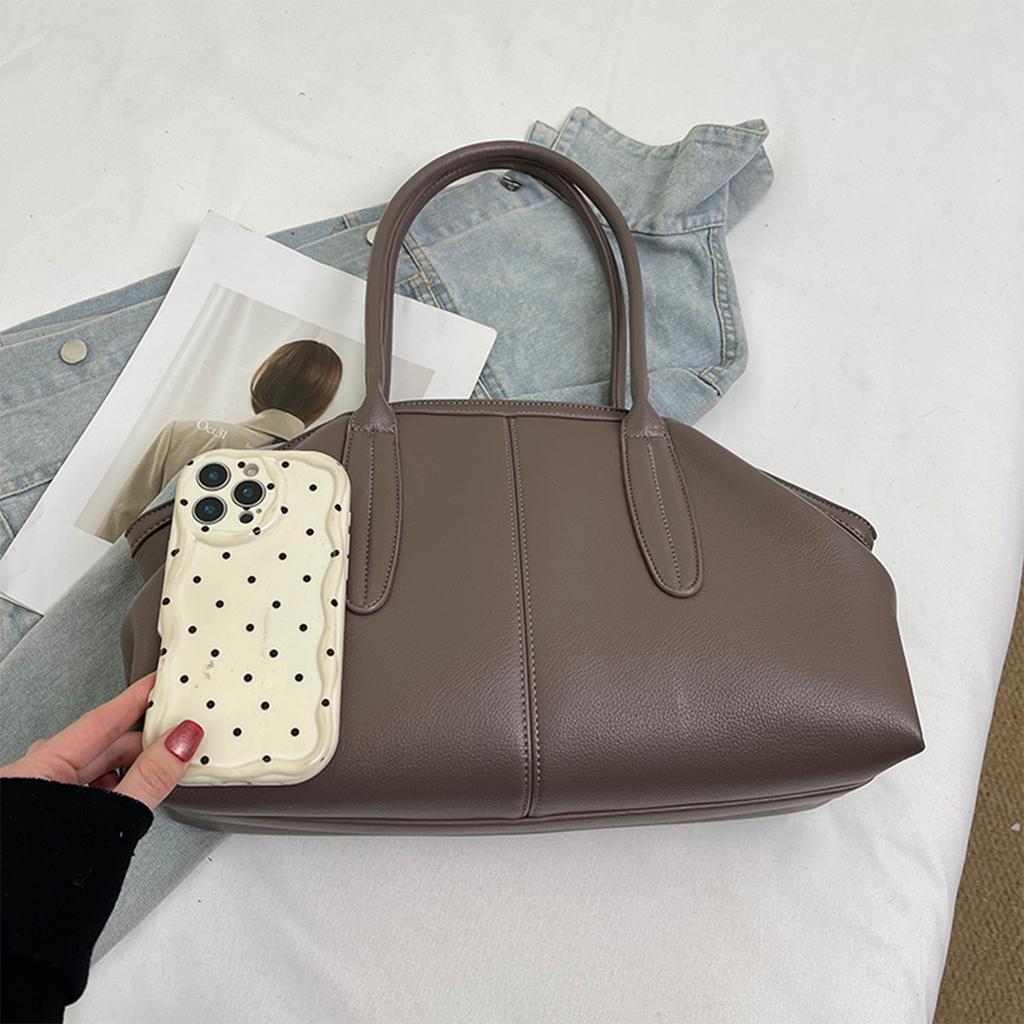 Retro Minimalist Quilted Tote Bag Soft PU Leather Shoulder Bag Large Capacity Handbag For Commute Shopping