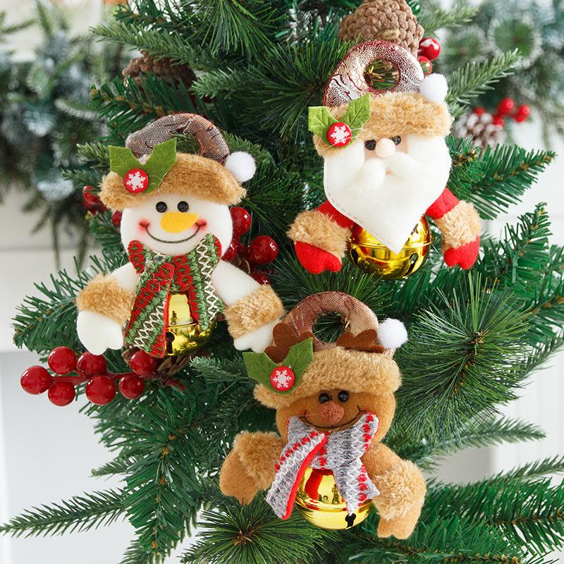 Christmas Bell Pendant Christmas Doll Cartoon Metal Round Bell Pendant Christmas Tree Decoration
