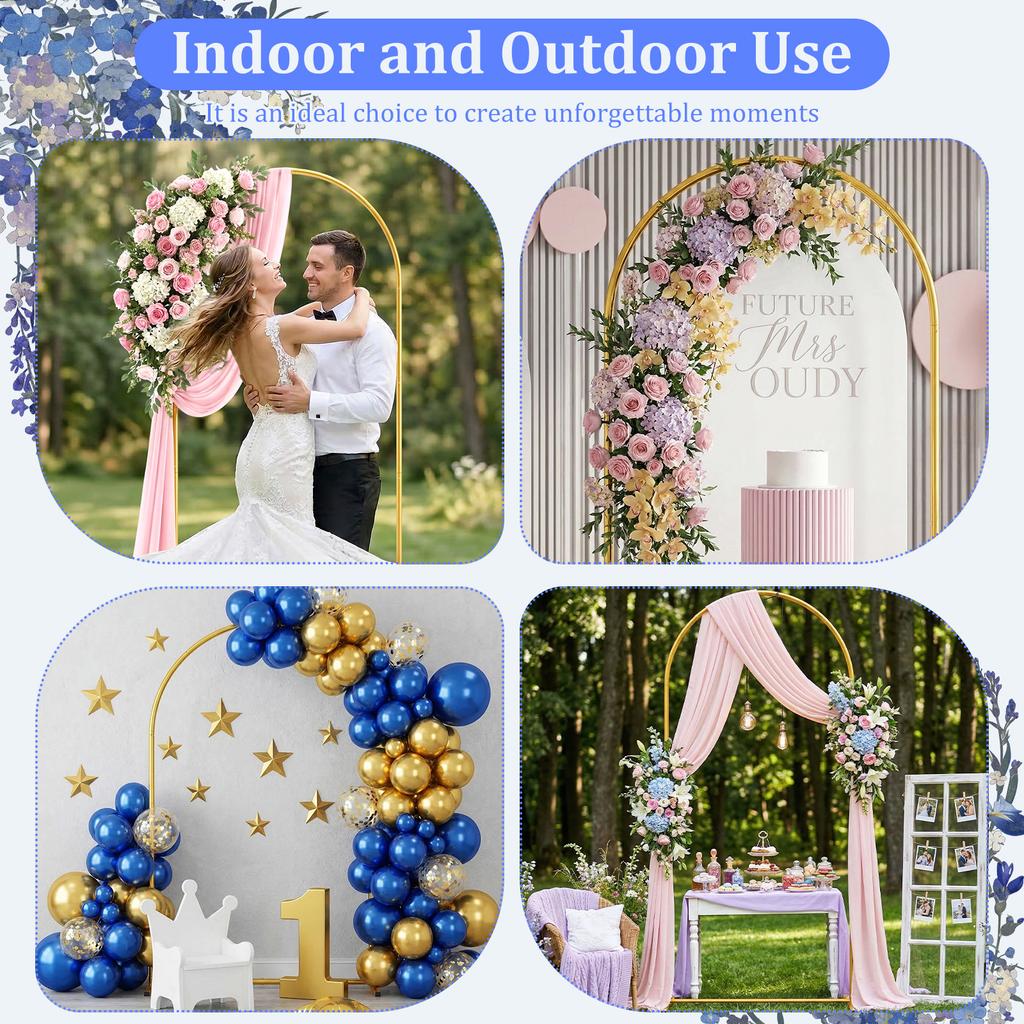 Metal Arch Backdrop Stand 5.91×2.62 ft Gold Wedding Balloon Arch Stand Easy Assembly Frame Backdrop Holder Bracket for Birthday