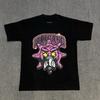 Punk Streetwear TShirt Unisex Glo Gang Front Cartoon Mask Star Graphic Loose Casual Cotton Top