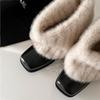 Women's fashion lightweight soft sole winter warm fur one snow boots padded lining non-slip casual sports cotton boots fur short boots
