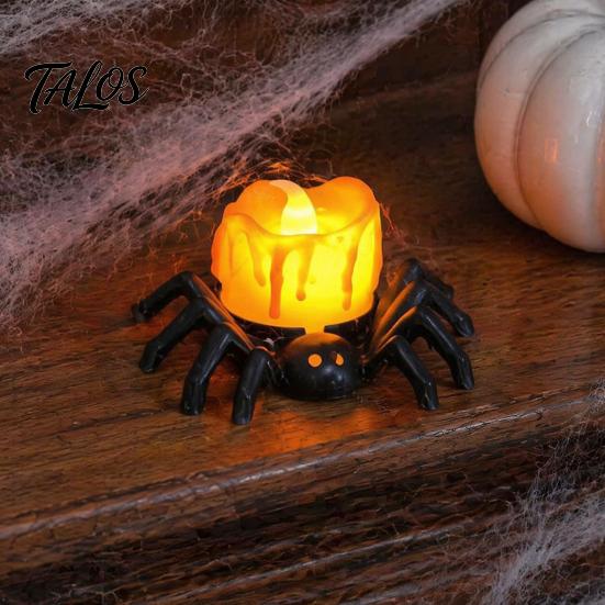 Spooky Home Decor for Halloween Spider Tea Light Candle, Battery Operated Flameless Flickering LED Fake Decorative Candles Fireplace Eyeball