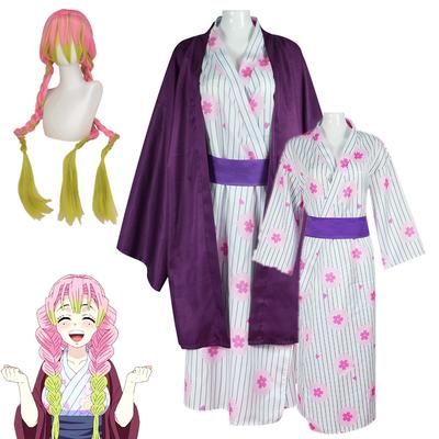Kanroji Mitsuri przebranie na karnawał Anime Demon Slayers Kimono stroje garnitur Kimetsu No Yaiba Halloween świąteczne ubrania imprezowe