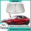 Pare-soleil de pare-brise amélioré pour Tesla Model Y Juniper Standard 2026 Housse de pare-soleil avant pliable pour voiture Modèle 3/Y/Highland
