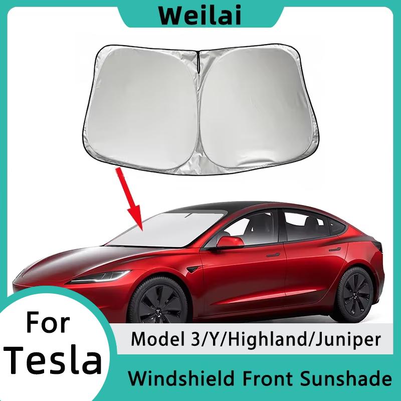 Pare-soleil de pare-brise amélioré pour Tesla Model Y Juniper Standard 2026 Housse de pare-soleil avant pliable pour voiture Modèle 3/Y/Highland