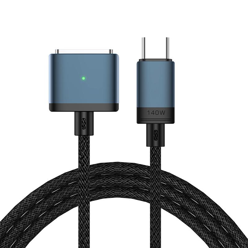 

2m PD 140W Compatible with MagSafe 3 Nylon Braided USB-C to Magnetic Charging Cable for MacBook Blue