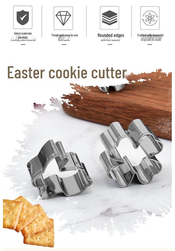 Stainless Steel Easter Cookie Cutters Set - Rabbit, Egg, Shamrock Shapes