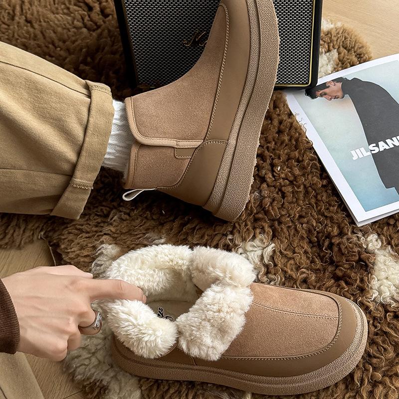 Snow boots winter new velvet warm high top thickened thick sole non-slip fur integrated large cotton shoes