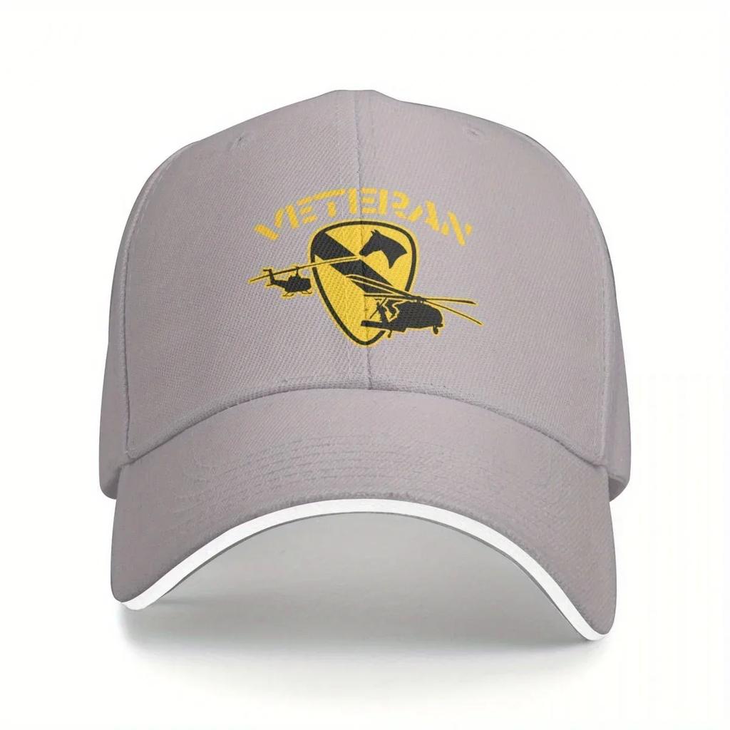 Luftkavallerie-Division Veteran Baseballkappe - Unisex Schwarzer Designer-Sonnenhut mit Logo, Leichtes Polyester