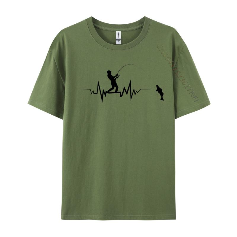 Fishing Heartbeat Cool TShirt Casual Tops Shirts Printed T Shirts Oversized Tshirts Graphic T Shirts