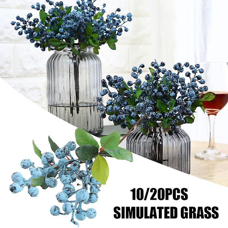 10/20 Pcs Artificial Blueberry Realistic Blueberry with Stems Fake Blueberries Home Decorative Party