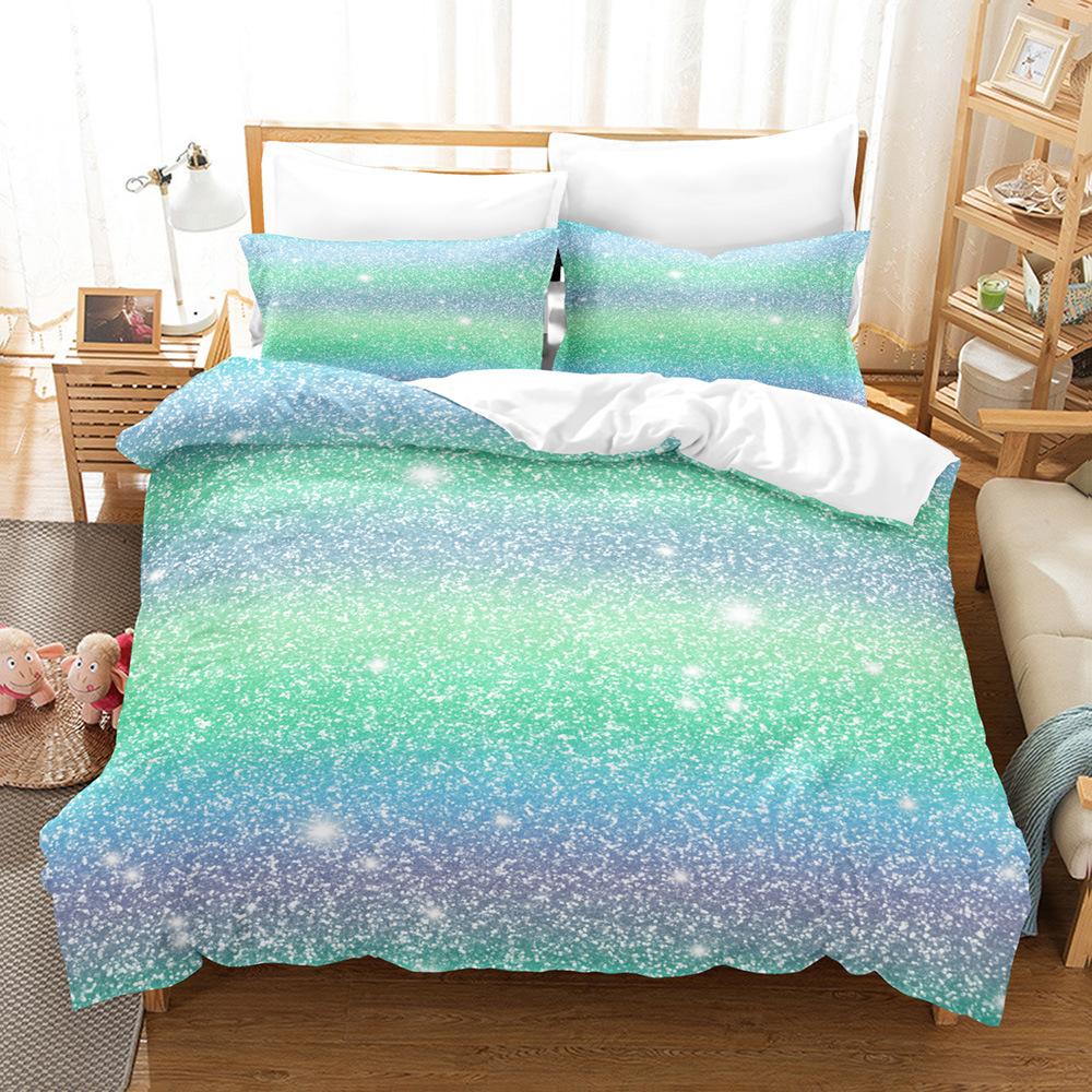 Home Textile Multicolored Glitter Three-Piece Quilt Cover 3D Digital Printing Bedding