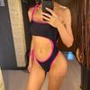 Neue Schwarze Asymmetrische Ein Schulter Damen Bademode Einteiler Badeanzug Weiblich Bauch Ausschnitt Hoher Beinausschnitt Badehose Badeanzug Swim