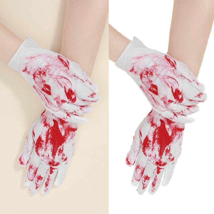 Ghostly Halloween Cosplay Bloodstain Print Gloves for Bone Chilling Style