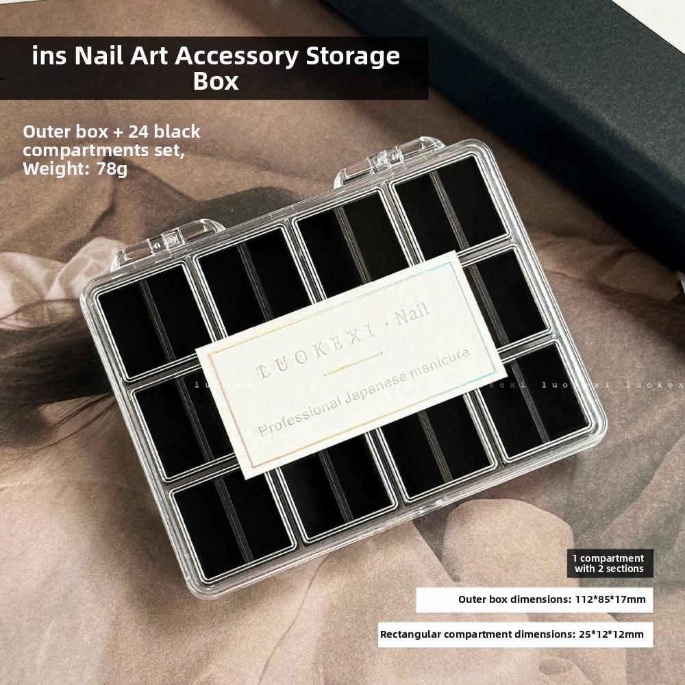 Compartment Nail Art Storage Box 24/36/48Grids Nail Decoration Box  for Nail Art Decorations