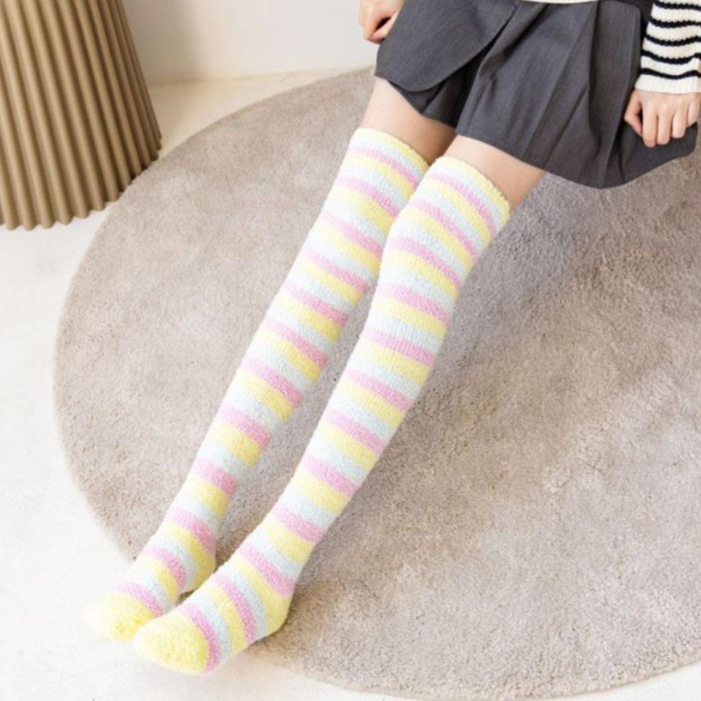 

Теплые гольфы выше колена, длинные, теплые гетры, мягкие полосатые чулки, зима 5