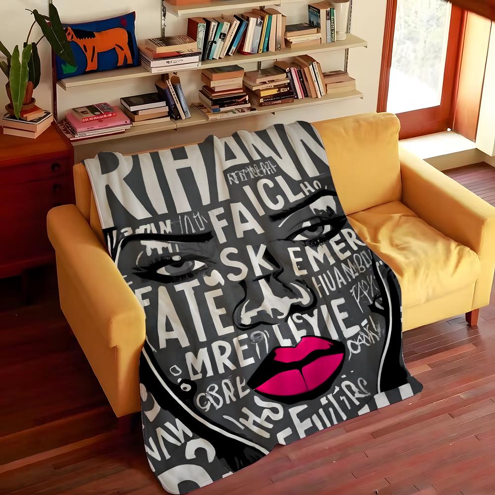 Music R-Rihanna Throw Flannel Cozy Print Blanket, Portable, Durable Machine Washable Cute Cool