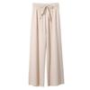 Loose Summer Women Casual Trousers Wide Leg High Waist Pants Adjustable Elastic Thin Fit Solid Color Drawstring