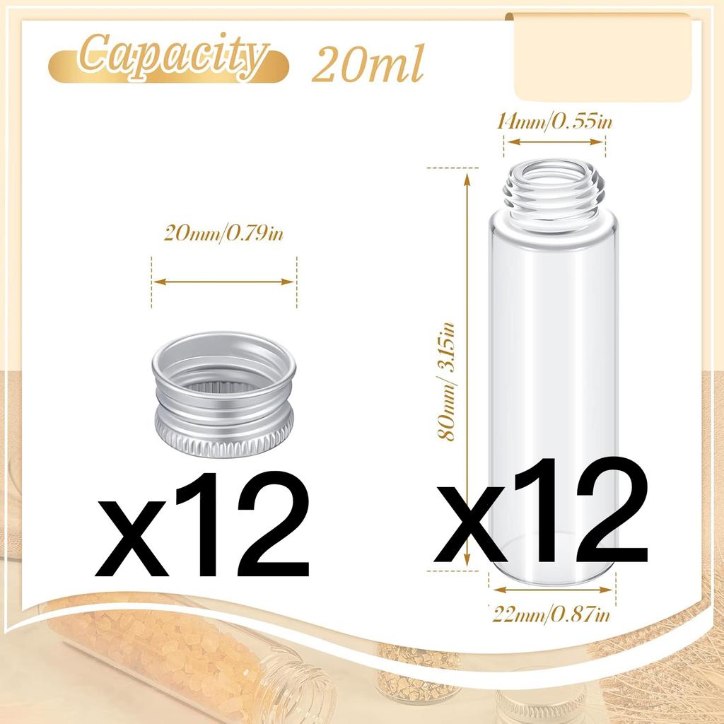 Tiny Jars with Aluminum Screw Lids 15ml Small Glass Bottles Clear Mini Vials Metal Caps Top Sample Message Bottle Jewelry Beads