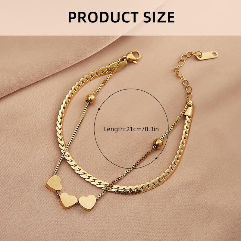 Bracelet Cœur Unique Bracelet à Breloques Acier Inoxydable Texture Bracelet Charme Mode Bijoux de Poignet pour Exprimer l'Amour