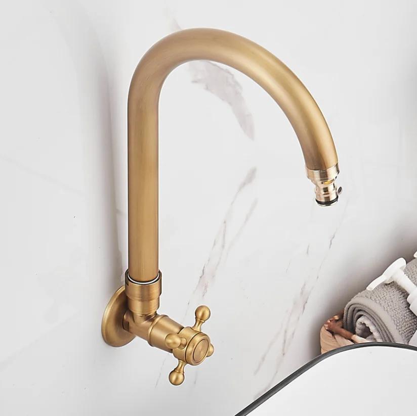 Outdoor courtyard wall mounted faucet anti-freezing single cold wash basin stone basin copper villa outdoor anti-freezing faucet