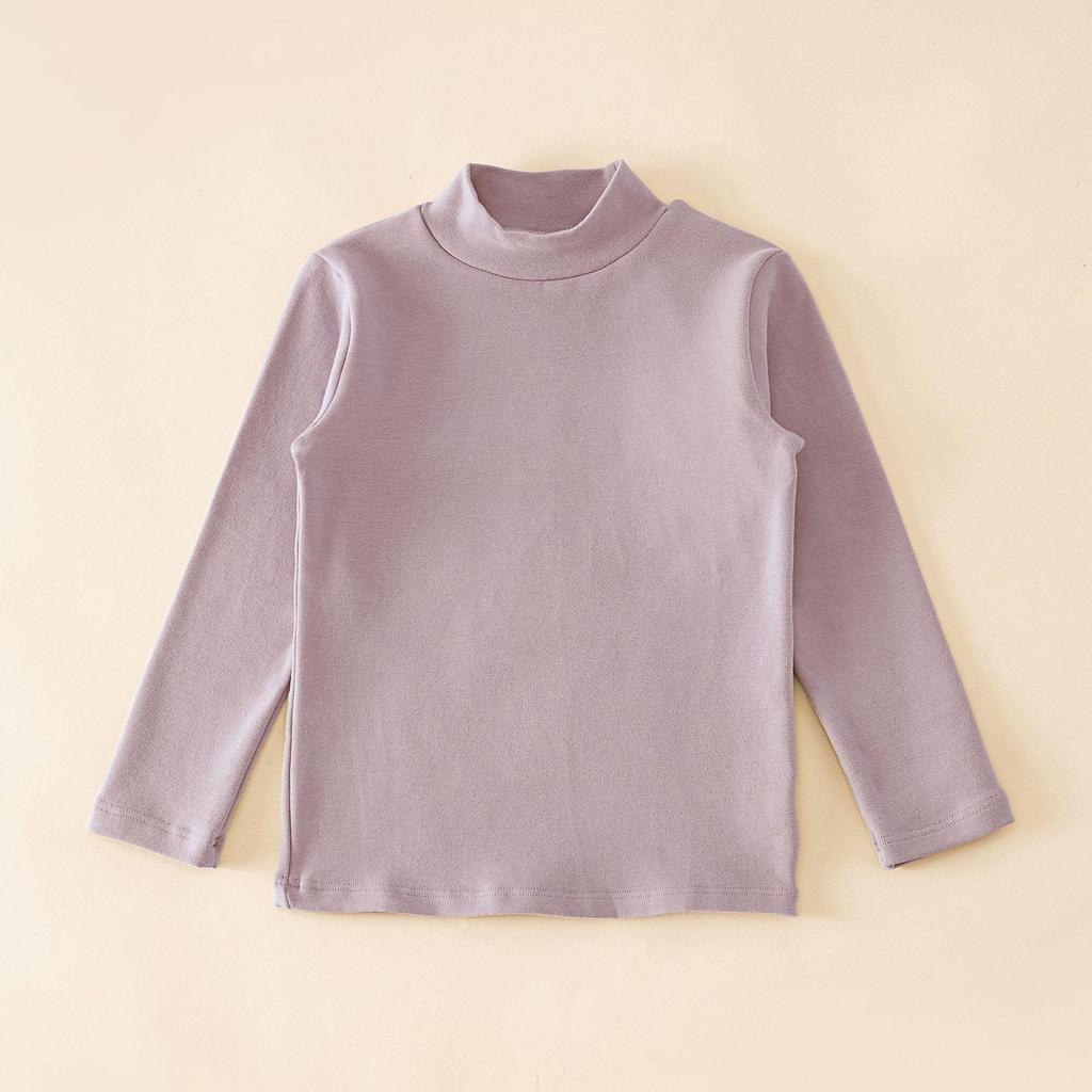 2024 Kids' Warm Long-Sleeve Mid-Collar Cotton T-Shirt for Autumn & Winter