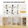 4 Panel Freestanding Pet Gate, Indoor Dog Barrier with Lockable Door, Support Feet, 360 Degrees Flexible Hinges, Oak