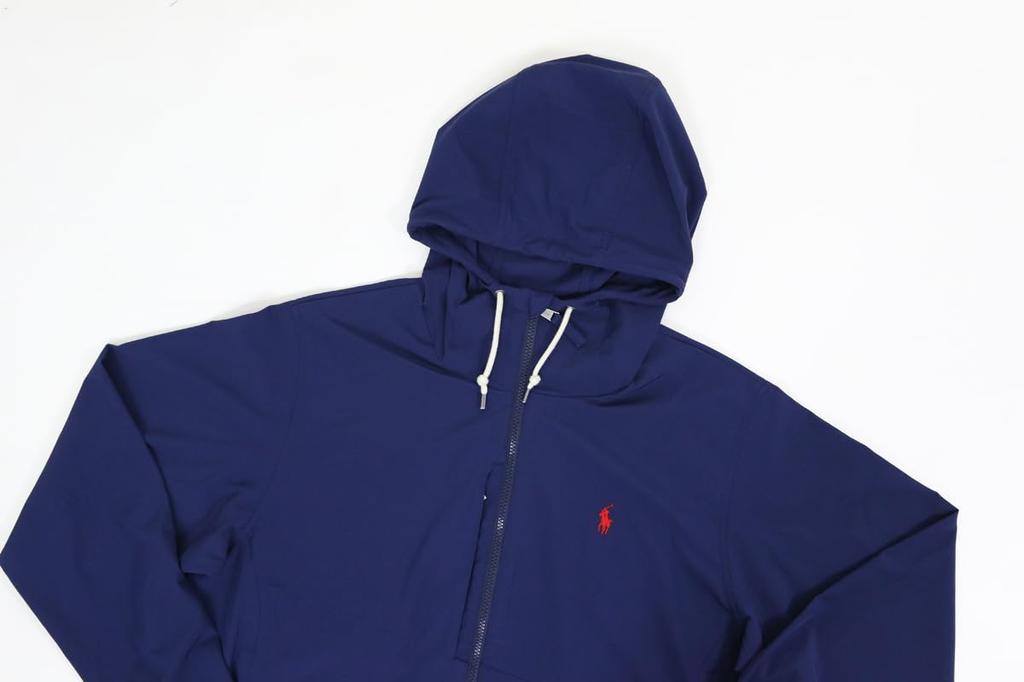POLO RALPH LAUREN Men’s Performance Stretch Zip-Up Windbreaker Jacket, Navy, Size L, Lightweight Active Outerwear (01010007)