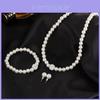 Childrens Artificial Pearl Necklace Set With Satin Gloves And Butterfly Bow Design For Stylish Casual Wear