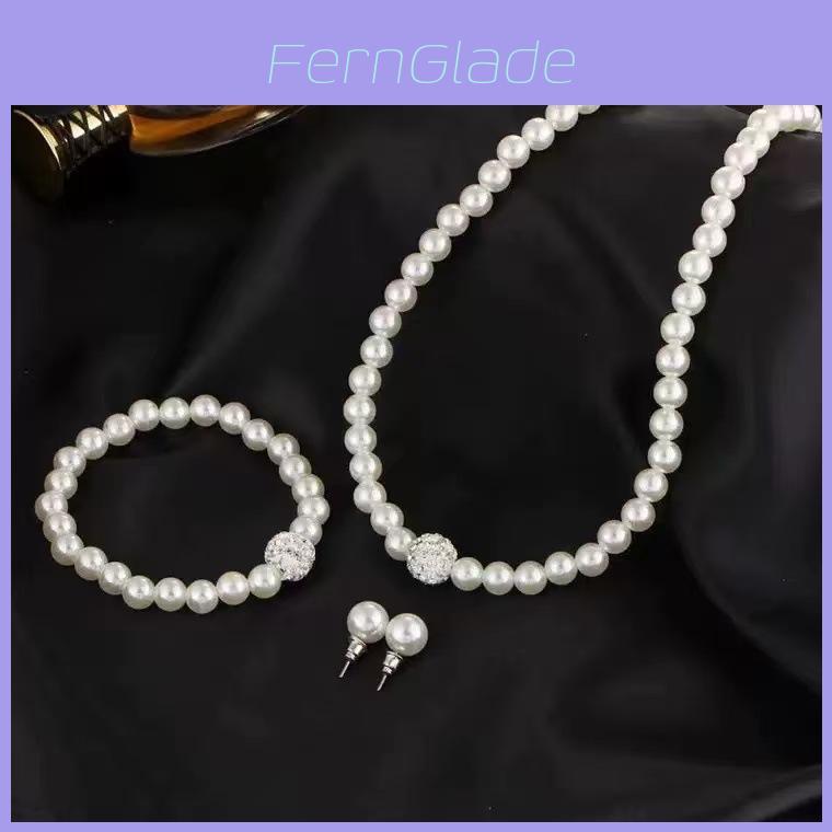 Childrens Artificial Pearl Necklace Set With Satin Gloves And Butterfly Bow Design For Stylish Casual Wear