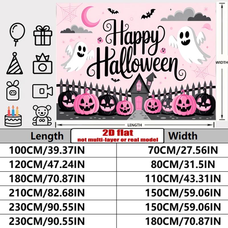 Party Backdrop Halloween Pink Flat Banners Spooky Ghosts Pumpkins Ghost Pumpkin Photo Booth Decor Front Door Decor