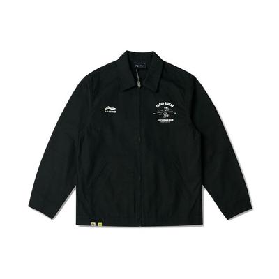 Steven Harrington Kollektion Skateboard Logo Print Sportthema Jacke mit Umlegekragen Herrenjacken Schwarz AFDRA05-2