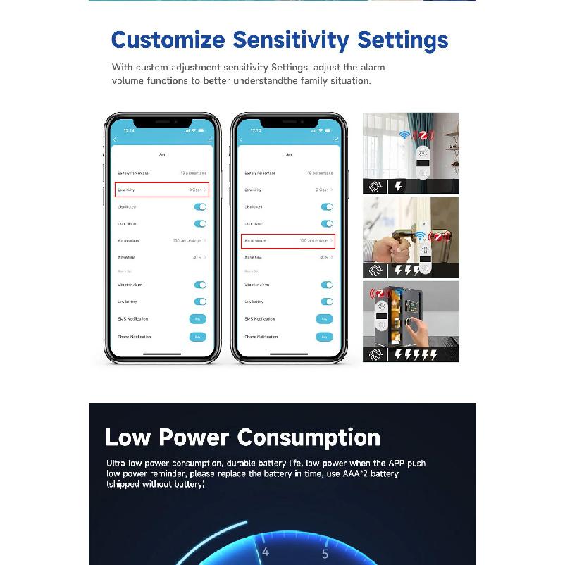 Newest Tuya WiFi Smart Vibration Sensor Home Security Protection Smartlife App Remote Control Sound and Light Alarm Notificatio
