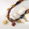 Trendy Multicolor Scarf Necklace Featuring Heart Star Sun Pendant Creative Stainless Steel Neckwear Accessory