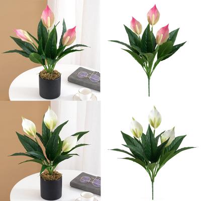 Flexible Tropical Artificial Anthurium Plants Floral Wedding Home Flower Decorations
