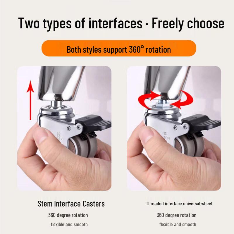Rongyu 1.5-inch Threaded Stem Office Chair Caster Wheels (Set of 5)