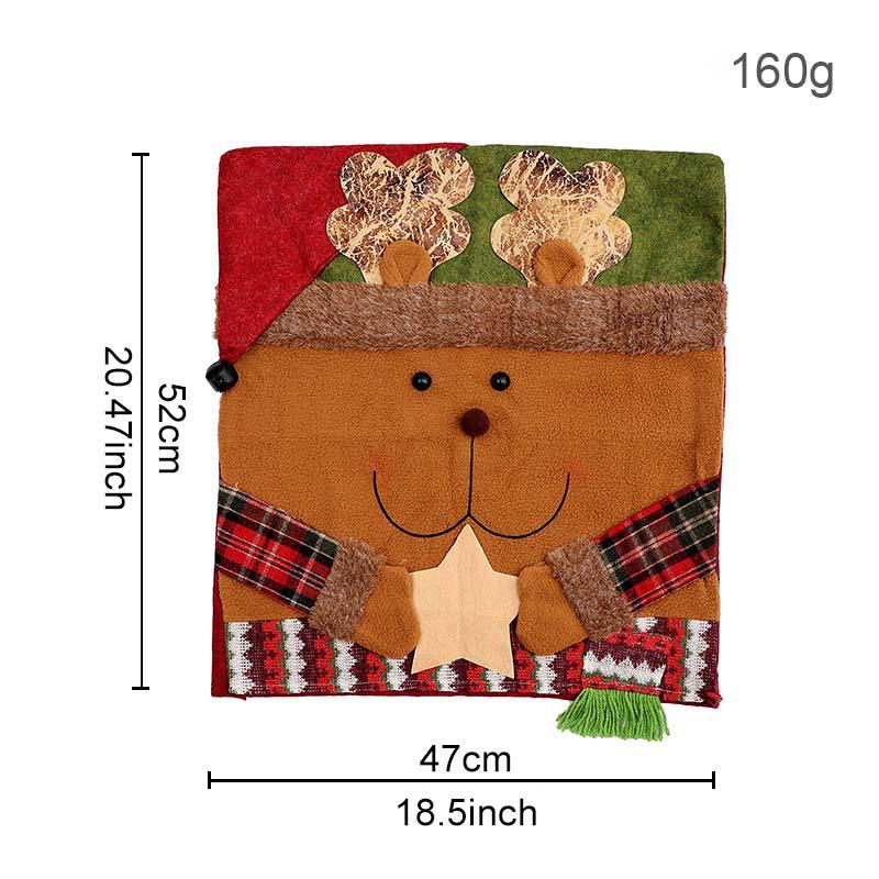 Christmas Chair Cover Home Xmas New Year Decoration Supplies Chair Seat Cover 3D Santa Claus Snowman Elk Chair Back Cover