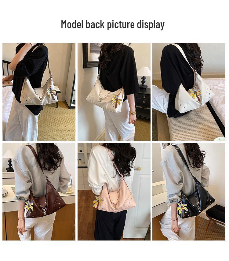 2026 Women's Retro Leather Tote: Large Capacity, Solid Color, Commuting Shoulder & Crossbody Bag